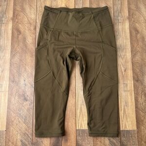 Lululemon Pace Rival Crop Leggings Womens Size 8 Green Mesh‎ Side Panel Athletic